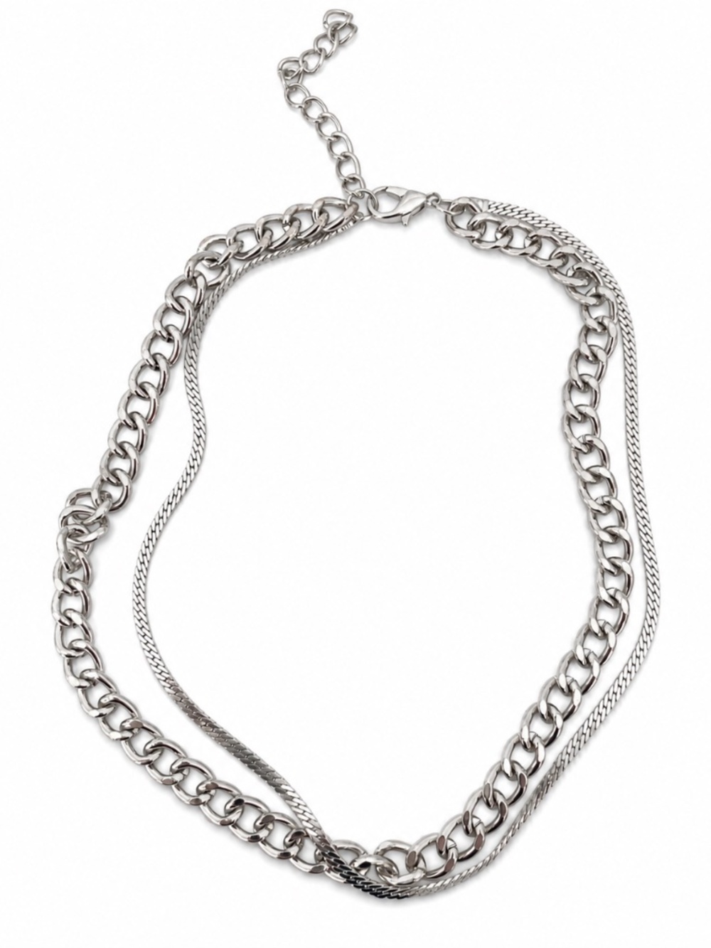 Silver-Tone Double-Chain Layered Necklace